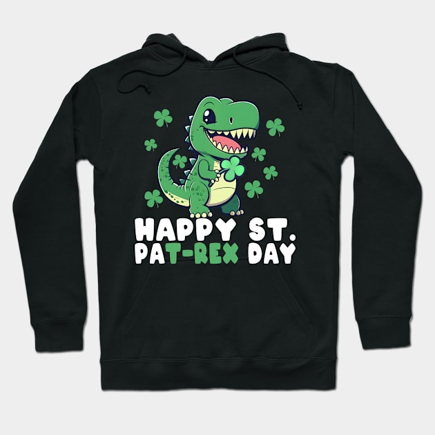 Happy St PaT-Rex Dinosaur Saint Patrick's Day For Boys Girls Hoodie by Daytone